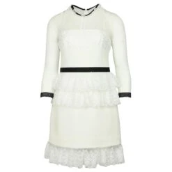 Autre Marque Robe Duchesse à Trois étages En Polyester Blanc -ModeChic Magasin 841096 7