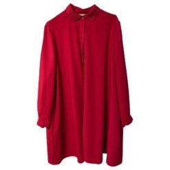 Maje Robe Courte Manches Longues Ceinturée En Polyester Rouge -ModeChic Magasin 841100 4