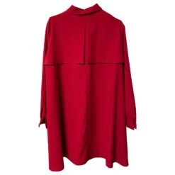 Maje Robe Courte Manches Longues Ceinturée En Polyester Rouge -ModeChic Magasin 841100 5