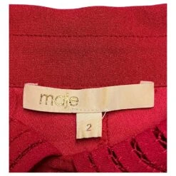 Maje Robe Courte Manches Longues Ceinturée En Polyester Rouge -ModeChic Magasin 841100 7