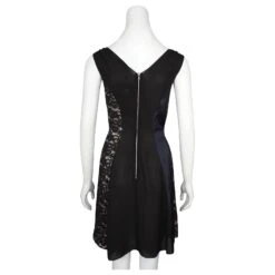 Nina Ricci Robe Noire Et Bleue à Col En V Avec Panneaux Latéraux En Dentelle -ModeChic Magasin 846237 3