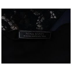 Nina Ricci Robe Noire Et Bleue à Col En V Avec Panneaux Latéraux En Dentelle -ModeChic Magasin 846237 5