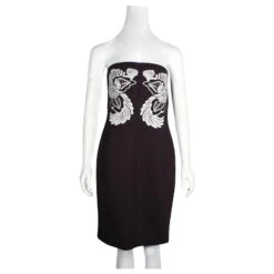 Autre Marque Robe Bustier Noire Avec Broderie Blanche -ModeChic Magasin 846319 2
