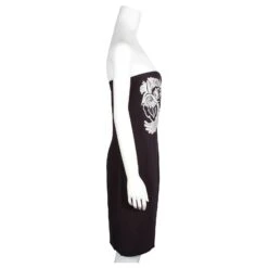 Autre Marque Robe Bustier Noire Avec Broderie Blanche -ModeChic Magasin 846319 4