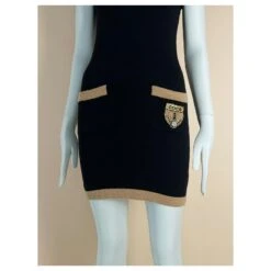 Chanel Robe Cachemire Patch CC Noir -ModeChic Magasin 847621 6