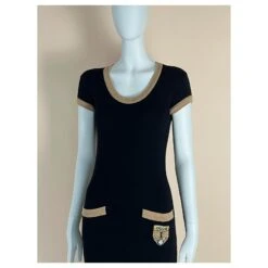 Chanel Robe Cachemire Patch CC Noir -ModeChic Magasin 847621 7