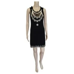 Robe Dior Noir Avec Strass Et Perles -ModeChic Magasin 847632 3
