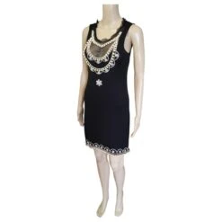 Robe Dior Noir Avec Strass Et Perles -ModeChic Magasin 847632 7