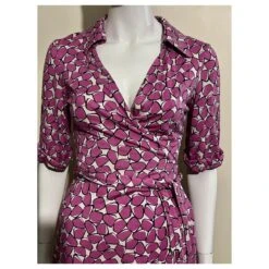 Diane Von Furstenberg Robe Portefeuille En Soie à Imprimé DvF Jessica Rose Blanc -ModeChic Magasin 851647 2