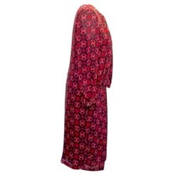 Robe Gucci En Soie Bordeaux & Rose à Manches Longues Rouge -ModeChic Magasin 851853 3