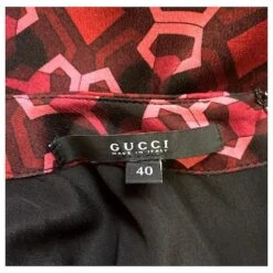 Robe Gucci En Soie Bordeaux & Rose à Manches Longues Rouge -ModeChic Magasin 851853 4