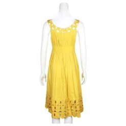 Catherine Malandrino Robe Moutarde Avec Encolure Et Ourlet Brodés Jaune -ModeChic Magasin 852924 3