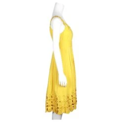 Catherine Malandrino Robe Moutarde Avec Encolure Et Ourlet Brodés Jaune -ModeChic Magasin 852924 4