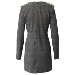 Chloé Robe Fourreau Chloe Epaulettes En Laine Noire -ModeChic Magasin 853143 3