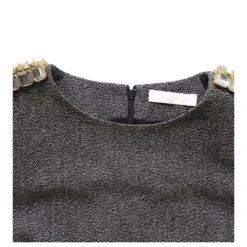 Chloé Robe Fourreau Chloe Epaulettes En Laine Noire -ModeChic Magasin 853143 4