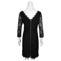 Diane Von Furstenberg Zarita - Robe Mi-longue En Dentelle Noire Avec Encolure Bateau -ModeChic Magasin 853181 3