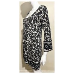 Diane Von Furstenberg Robe Tunique Vintage En Soie DvF Noir Écru -ModeChic Magasin 854292 3