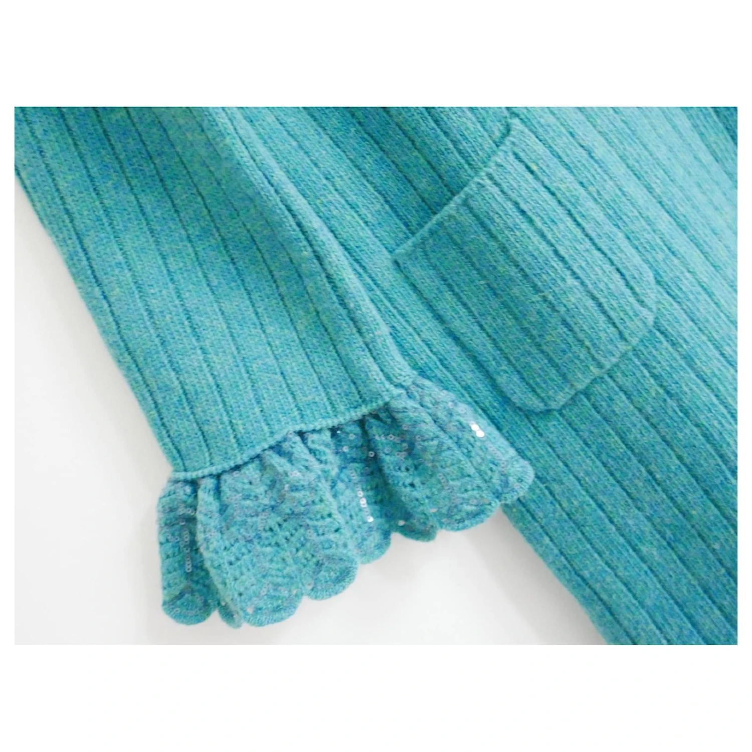 Robe à Nœud à Sequins En Laine Aqua Gucci Turquoise 3 Robe à Nœud à Sequins En Laine Aqua Gucci Turquoise – Image 3