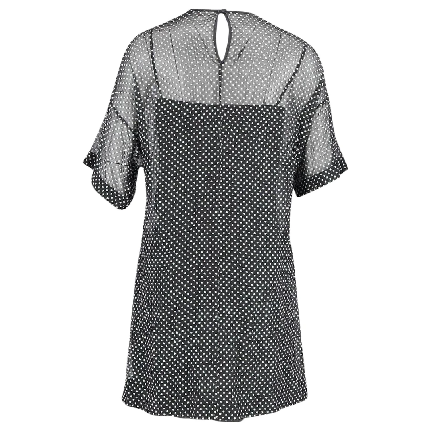 Robe Transparente à Pois Red Valentino En Soie Noire 3 Robe Transparente à Pois Red Valentino En Soie Noire – Image 3