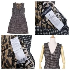 *Dolce & Gabbana Robe Sans Manches Léopard à Doublure En Tweed Noir -ModeChic Magasin 861474 3