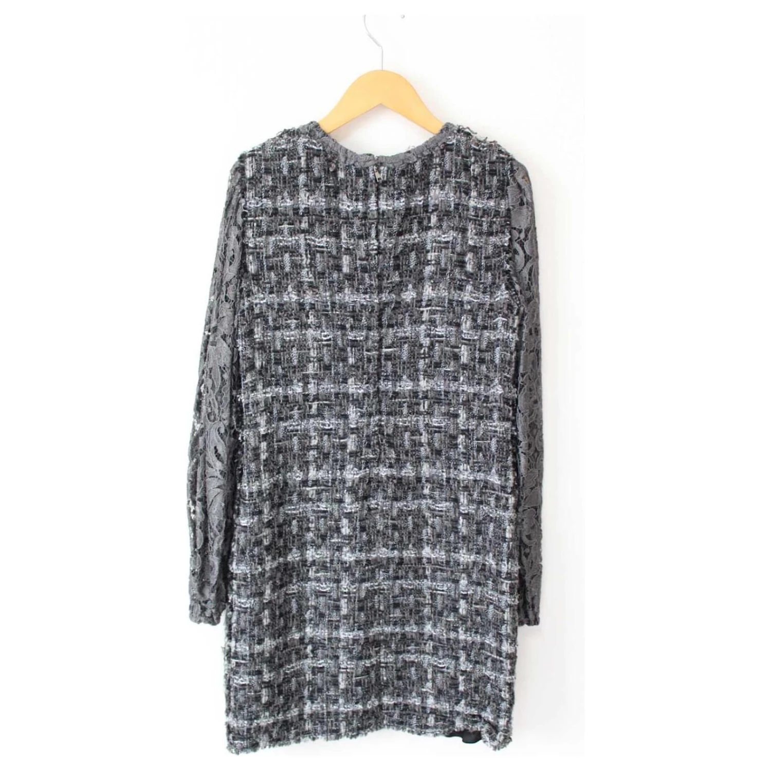 *Robe à Manches Longues En Dentelle Tweed Dolce & Gabbana Gris 2 *Robe à Manches Longues En Dentelle Tweed Dolce & Gabbana Gris – Image 2