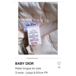 Baby Dior Robe Longue Soie Beige Doré Doublée -ModeChic Magasin 861509 3