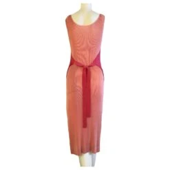 Issey Miyake Robe Plissée De Couleur Contrastée Rouge Pêche -ModeChic Magasin 861650 3