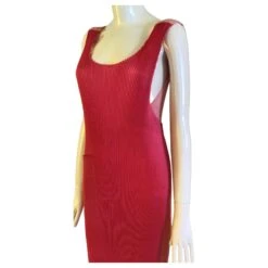 Issey Miyake Robe Plissée De Couleur Contrastée Rouge Pêche -ModeChic Magasin 861650 4