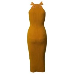 Self Portrait Robe Mi-longue En Maille à Empiècement En Dentelle En Viscose Jaune 9 Self Portrait Robe Mi-longue En Maille à Empiècement En Dentelle En Viscose Jaune -ModeChic Magasin 861707 3