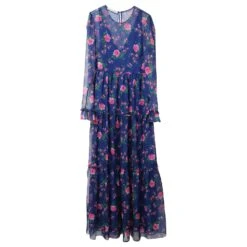 Philosophy Di Lorenzo Serafini Robe Longue à Fleurs En Polyester Imprimé Bleu -ModeChic Magasin 861749 4