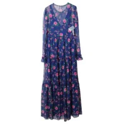 Philosophy Di Lorenzo Serafini Robe Longue à Fleurs En Polyester Imprimé Bleu -ModeChic Magasin 861749 5