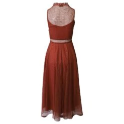 Robe Sandro En Tulle Brodé Polyester Rouge -ModeChic Magasin 862178 3