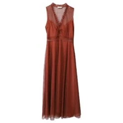 Robe Sandro En Tulle Brodé Polyester Rouge -ModeChic Magasin 862178 4