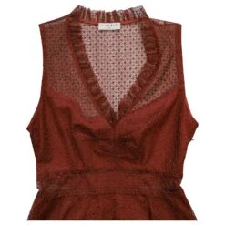 Robe Sandro En Tulle Brodé Polyester Rouge -ModeChic Magasin 862178 6