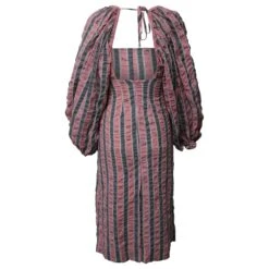 Ganni Robe Mi-longue Imprimée Froissée En Coton Multicolore -ModeChic Magasin 862339 3
