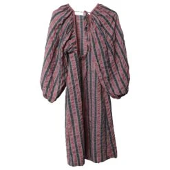 Ganni Robe Mi-longue Imprimée Froissée En Coton Multicolore -ModeChic Magasin 862339 4