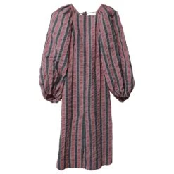 Ganni Robe Mi-longue Imprimée Froissée En Coton Multicolore -ModeChic Magasin 862339 5