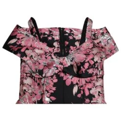 Dolce & Gabbana Robe En Lurex Fleuri à Epaules Dénudées En Polyester Noir -ModeChic Magasin 862350 6