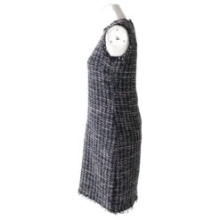 *Robe Sans Manches En Tweed Dolce & Gabbana Noir Rose Blanc -ModeChic Magasin 862514 5