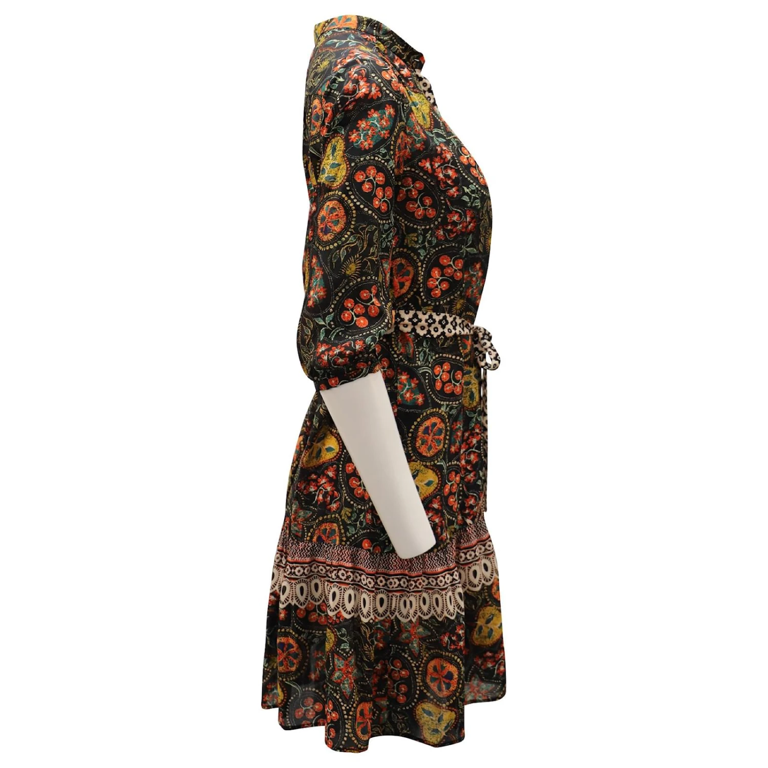 Autre Marque Saloni Tyra Avec Robe à Bordure Batik En Soie Multicolore 2 Autre Marque Saloni Tyra Avec Robe à Bordure Batik En Soie Multicolore – Image 2