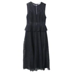 Robe Mi-longue Sandro En Maille Ajourée Sans Manches En Coton Noir -ModeChic Magasin 863357 4