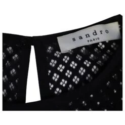 Robe Mi-longue Sandro En Maille Ajourée Sans Manches En Coton Noir -ModeChic Magasin 863357 7