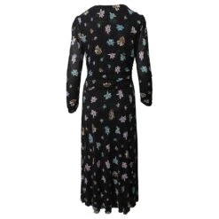 Diane Von Furstenberg Robe Mi-longue Vanessa Froncée à Fleurs En Viscose Noire -ModeChic Magasin 863359 3