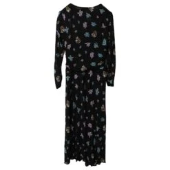 Diane Von Furstenberg Robe Mi-longue Vanessa Froncée à Fleurs En Viscose Noire -ModeChic Magasin 863359 5