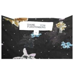 Diane Von Furstenberg Robe Mi-longue Vanessa Froncée à Fleurs En Viscose Noire -ModeChic Magasin 863359 7