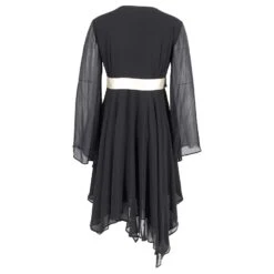 Michael Kors Robe à Ourlet Asymétrique Avec Ceinture En Viscose Noire -ModeChic Magasin 863459 3