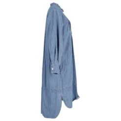 Chloé See By Chloe Robe Plissée à Plastron En Denim De Coton Bleu -ModeChic Magasin 863540 2