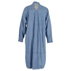 Chloé See By Chloe Robe Plissée à Plastron En Denim De Coton Bleu -ModeChic Magasin 863540 3