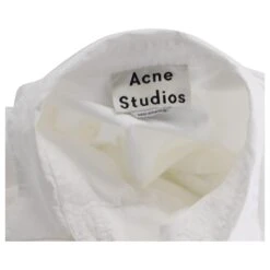 Acne Studios Robe Chemise Boutonnée Sur Le Devant En Coton Blanc -ModeChic Magasin 863592 4