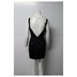 Dolce & Gabbana Mini Robe Plissée Sans Manches En Soie Noire Noire -ModeChic Magasin 863601 3